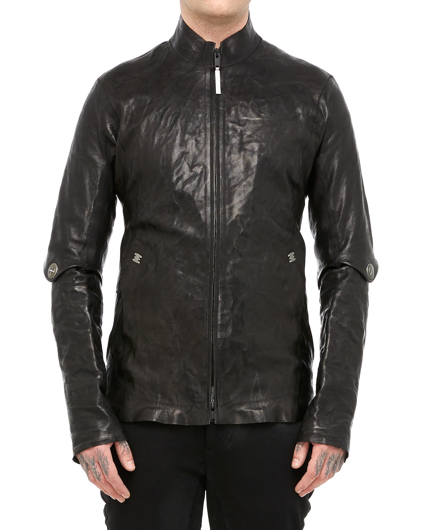 CANONIQUE HAMMERED LAMBSKIN MOCKNECK JACKET