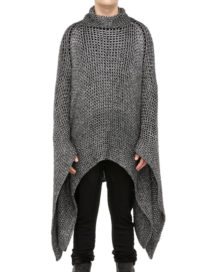 DAVIDS ROAD METALLIC KNIT LONG PONCHO