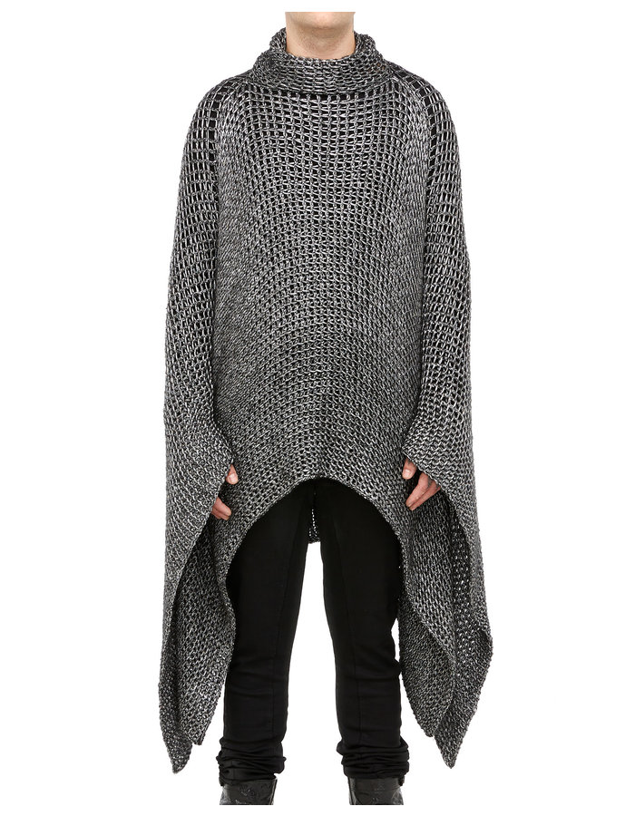 DAVIDS ROAD METALLIC KNIT LONG PONCHO