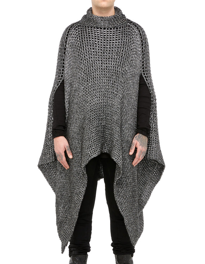 DAVIDS ROAD METALLIC KNIT LONG PONCHO