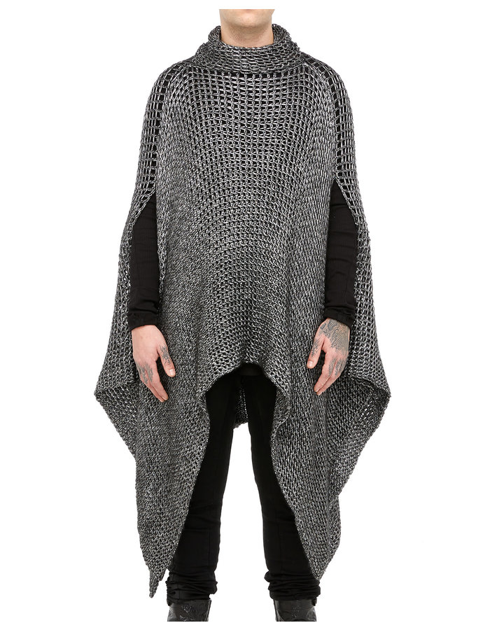 DAVIDS ROAD METALLIC KNIT LONG PONCHO