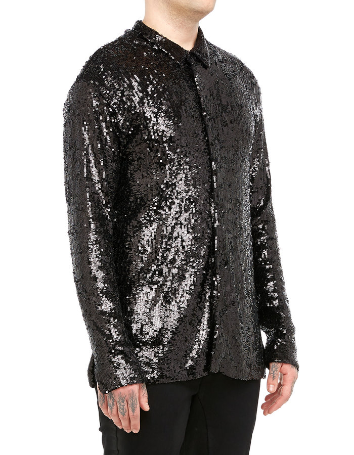 DAVIDS ROAD SEQUIN BUTTON DOWN SHIRT