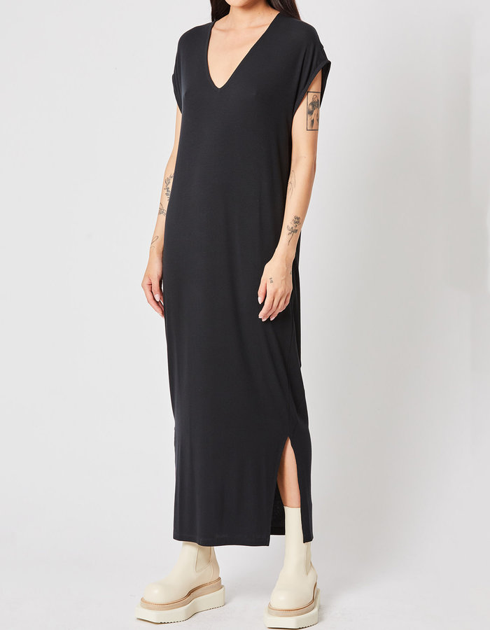 THOM KROM RIBBED V-NECK TUNIC DRESS