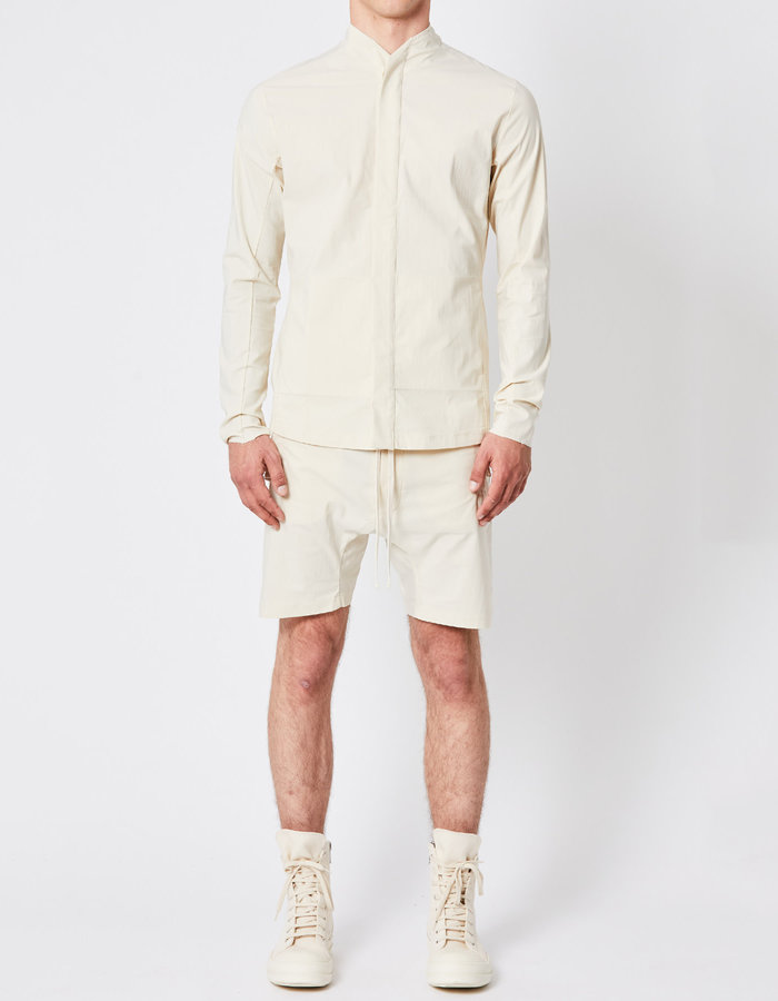 THOM KROM HIGH NECK CONCEALED BUTTON SHIRT JACKET - IVORY