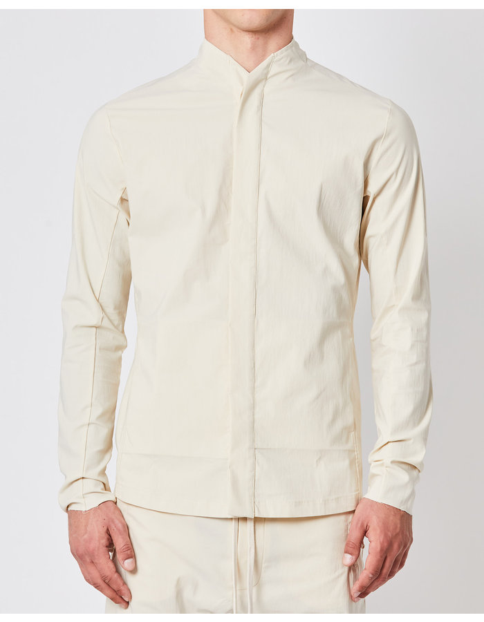 THOM KROM HIGH NECK CONCEALED BUTTON SHIRT JACKET - IVORY