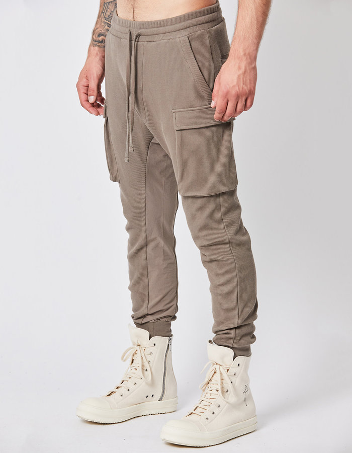 THOM KROM STRETCH COTTON WAFFLE KNIT JOGGERS - FOSSIL