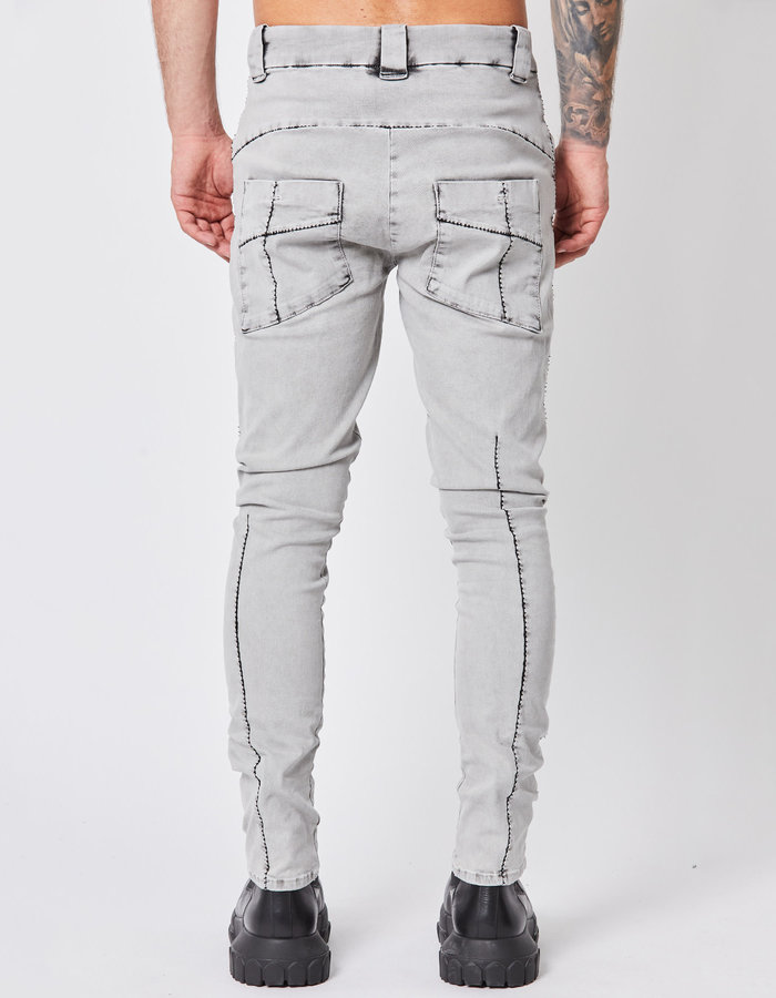 THOM KROM STRETCH DENIM SLIM PANT 23 - CEMENT