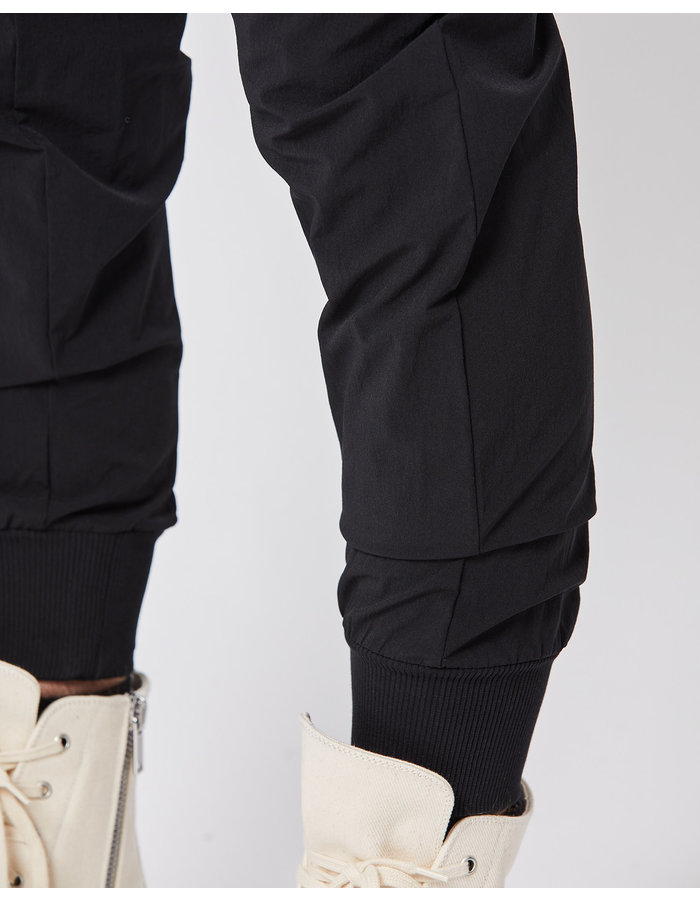 THOM KROM LINEN PANEL STRETCH NYLON JOGGER - BLACK