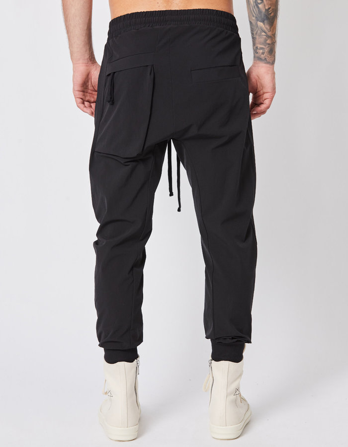 THOM KROM STRETCH NYLON DROP CROTCH JOGGER - BLACK