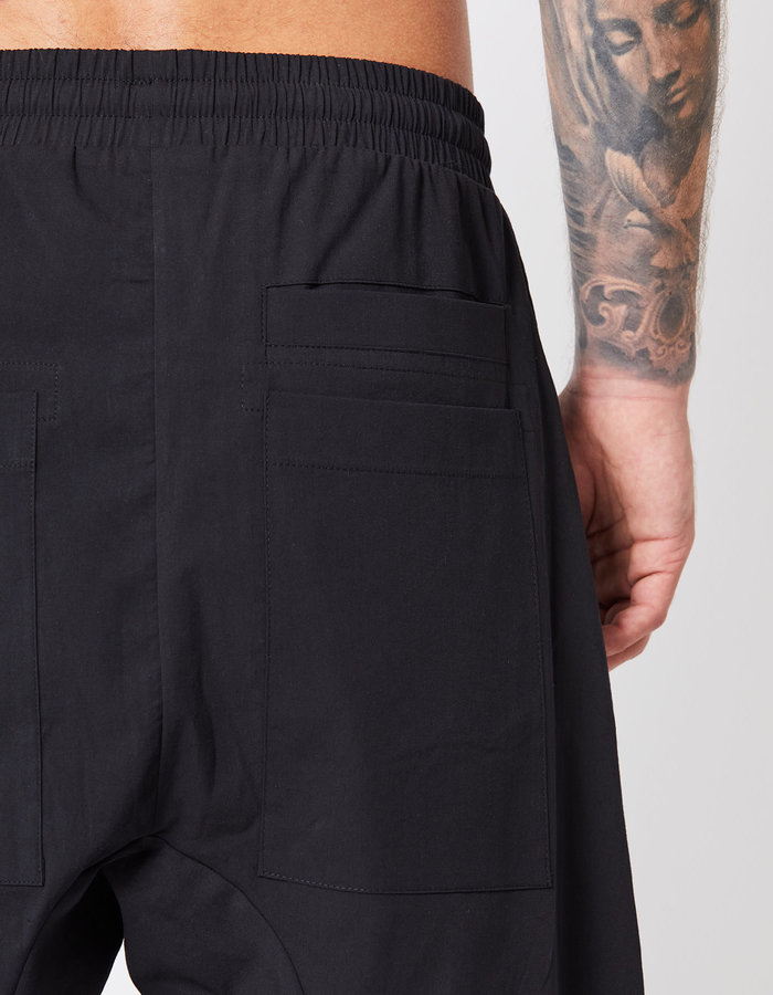 THOM KROM STRETCH COTTON DROP CROTCH SHORTS - BLACK