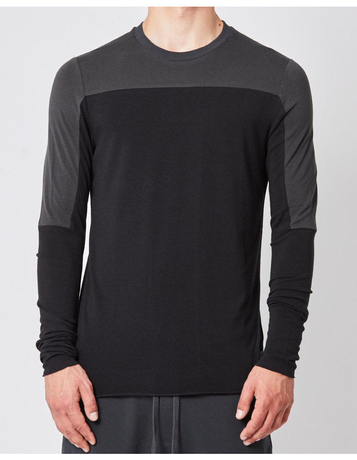 THOM KROM COTTON & MODAL CONTRAST PANEL LONGSLEEVE - BLACK