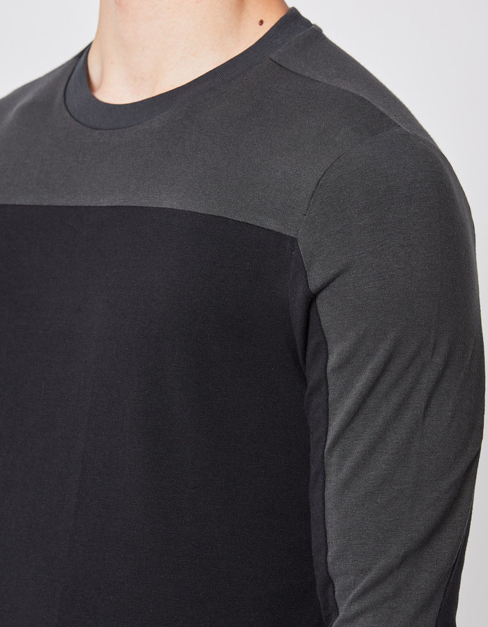 THOM KROM COTTON & MODAL CONTRAST PANEL LONGSLEEVE - BLACK