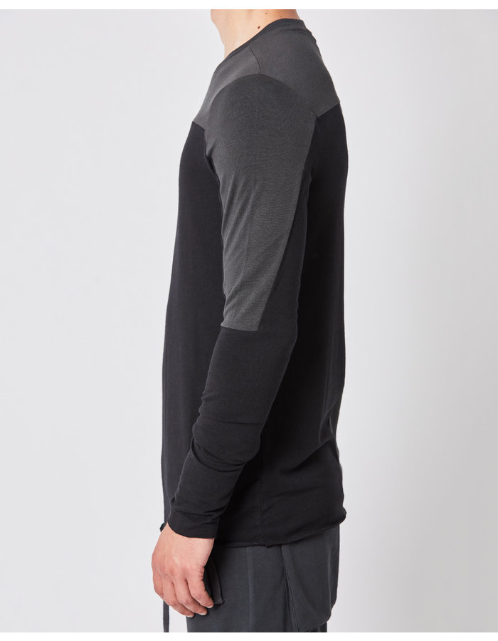 THOM KROM COTTON & MODAL CONTRAST PANEL LONGSLEEVE - BLACK