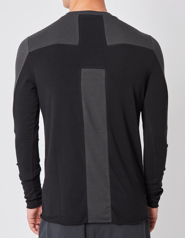 THOM KROM COTTON & MODAL CONTRAST PANEL LONGSLEEVE - BLACK