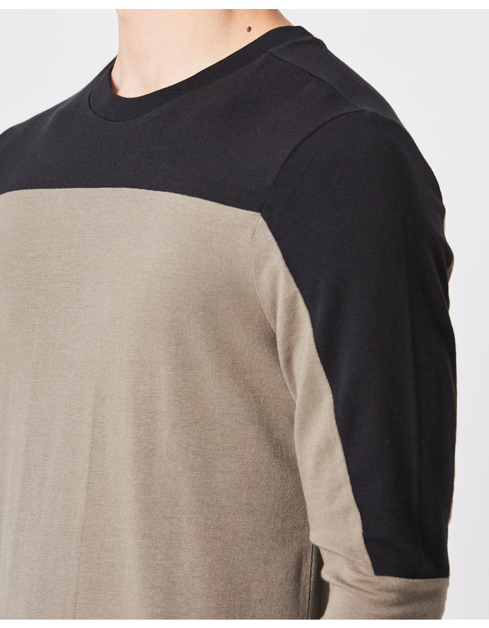 THOM KROM COTTON & MODAL CONTRAST PANEL LONGSLEEVE - FOSSIL