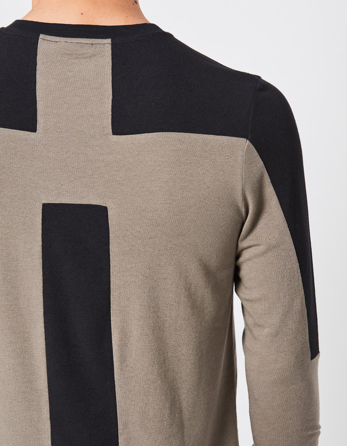 THOM KROM COTTON & MODAL CONTRAST PANEL LONGSLEEVE - FOSSIL