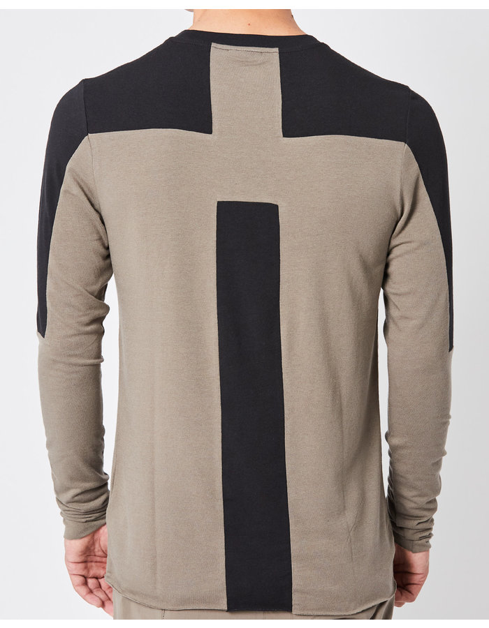 THOM KROM COTTON & MODAL CONTRAST PANEL LONGSLEEVE - FOSSIL