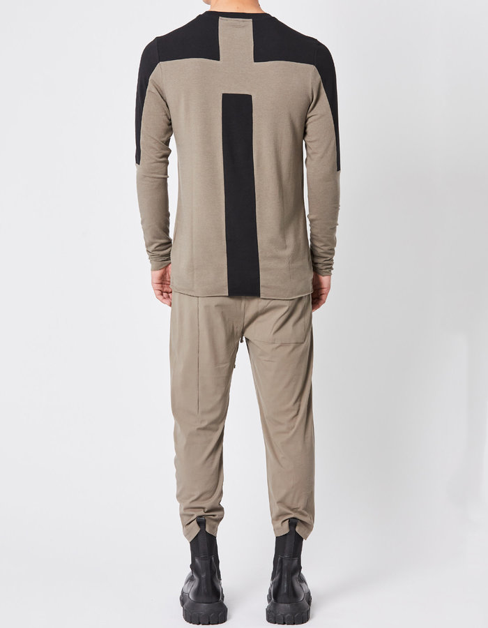 THOM KROM COTTON & MODAL CONTRAST PANEL LONGSLEEVE - FOSSIL