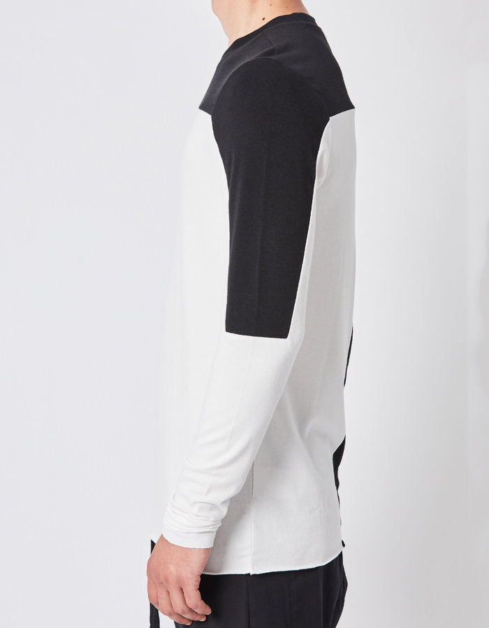 THOM KROM COTTON & MODAL CONTRAST PANEL LONGSLEEVE - OFF WHITE