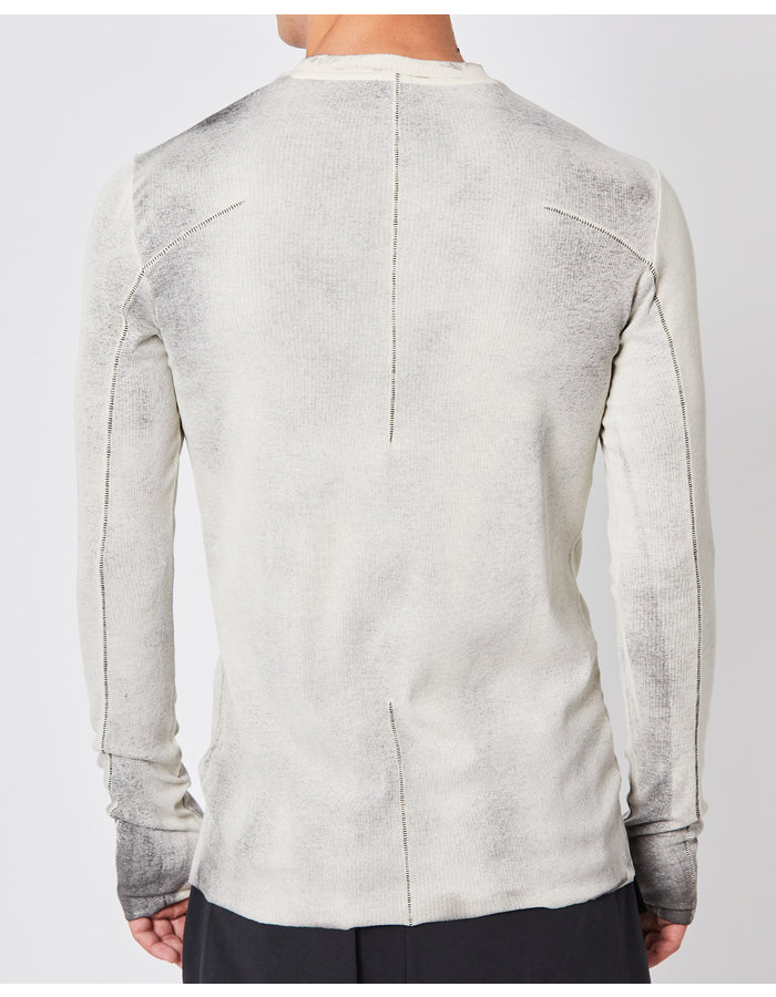 THOM KROM RIBBED CONTRAST STITCH LONGSLEEVE - DIRTY IVORY