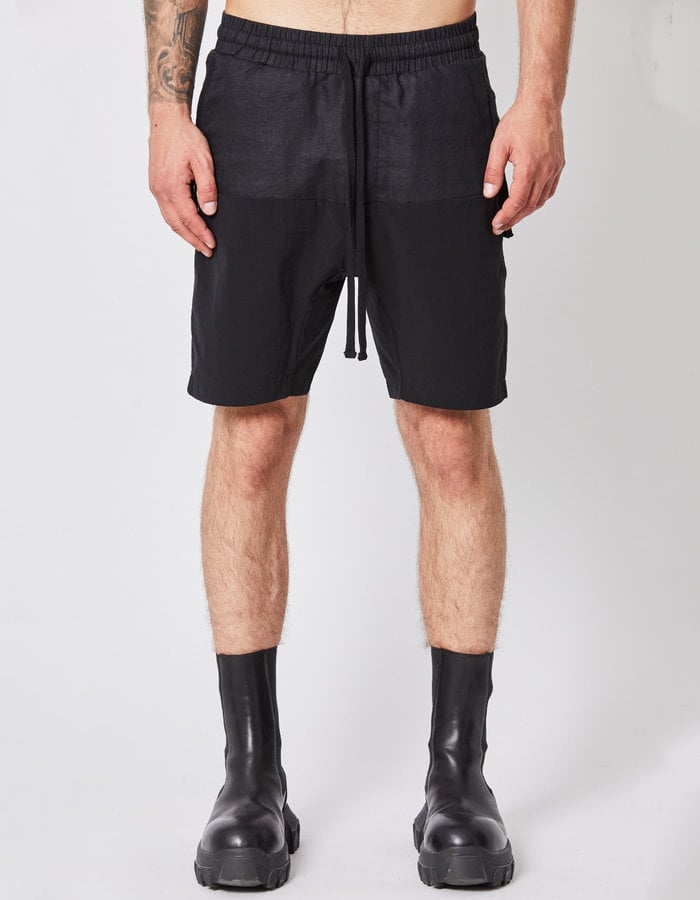 THOM KROM LINEN PANEL STRETCH NYLON SHORTS