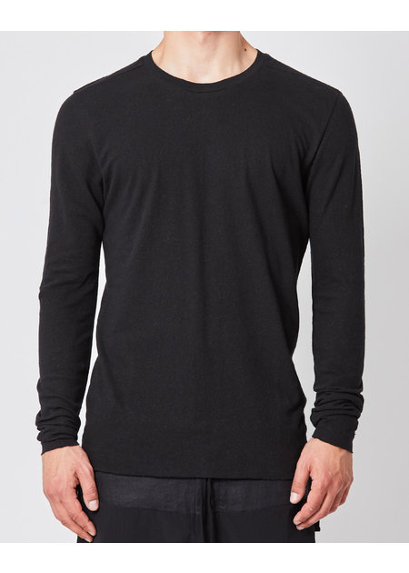 THOM KROM LINEN & COTTON FITTED LONGSLEEVE - BLACK