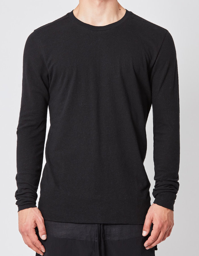 THOM KROM LINEN & COTTON FITTED LONGSLEEVE - BLACK