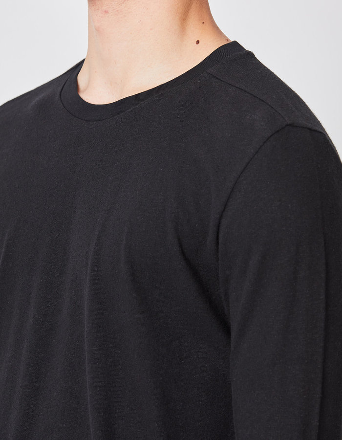 THOM KROM LINEN & COTTON FITTED LONGSLEEVE - BLACK