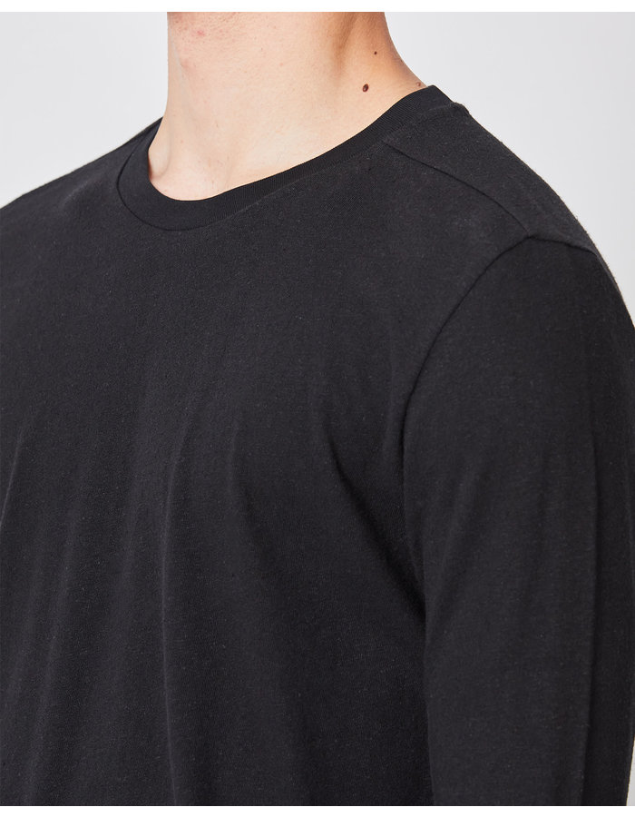 THOM KROM LINEN & COTTON FITTED LONGSLEEVE - BLACK