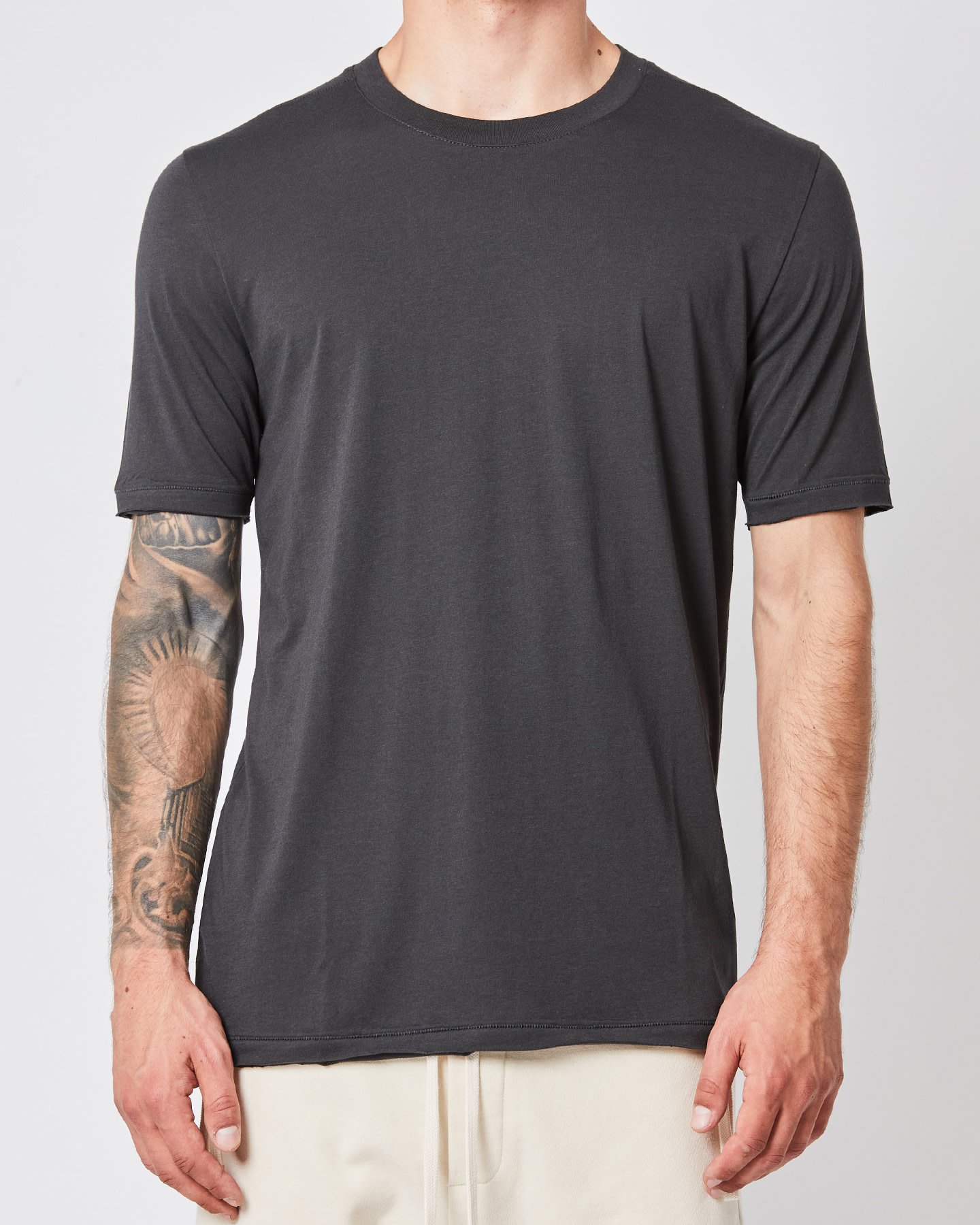 COTTON & MODAL FITTED T-SHIRT - GRAPHITE