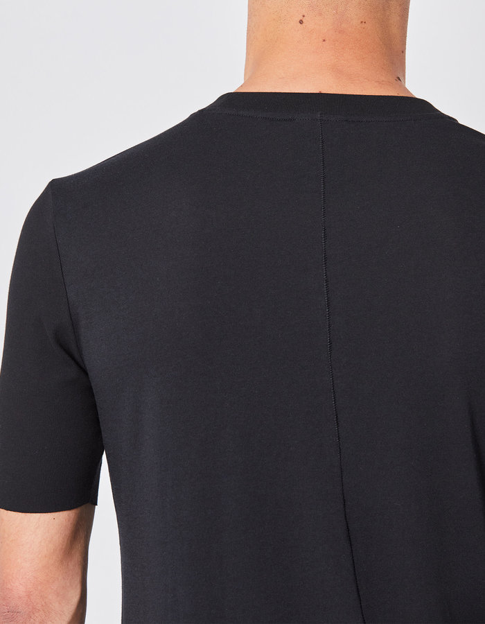 THOM KROM RIBBED ARM COTTON & MODAL FITTED CREW - BLACK