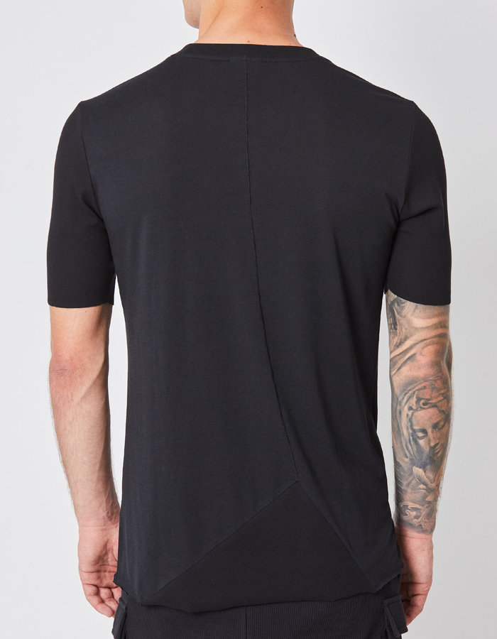 THOM KROM RIBBED ARM COTTON & MODAL FITTED CREW - BLACK