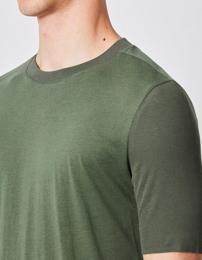 THOM KROM RIBBED ARM COTTON & MODAL FITTED CREW - GREEN