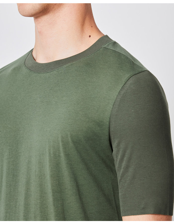 THOM KROM RIBBED ARM COTTON & MODAL FITTED CREW - GREEN