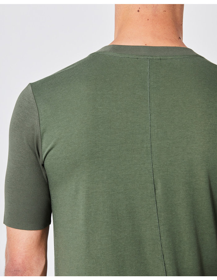 THOM KROM RIBBED ARM COTTON & MODAL FITTED CREW - GREEN