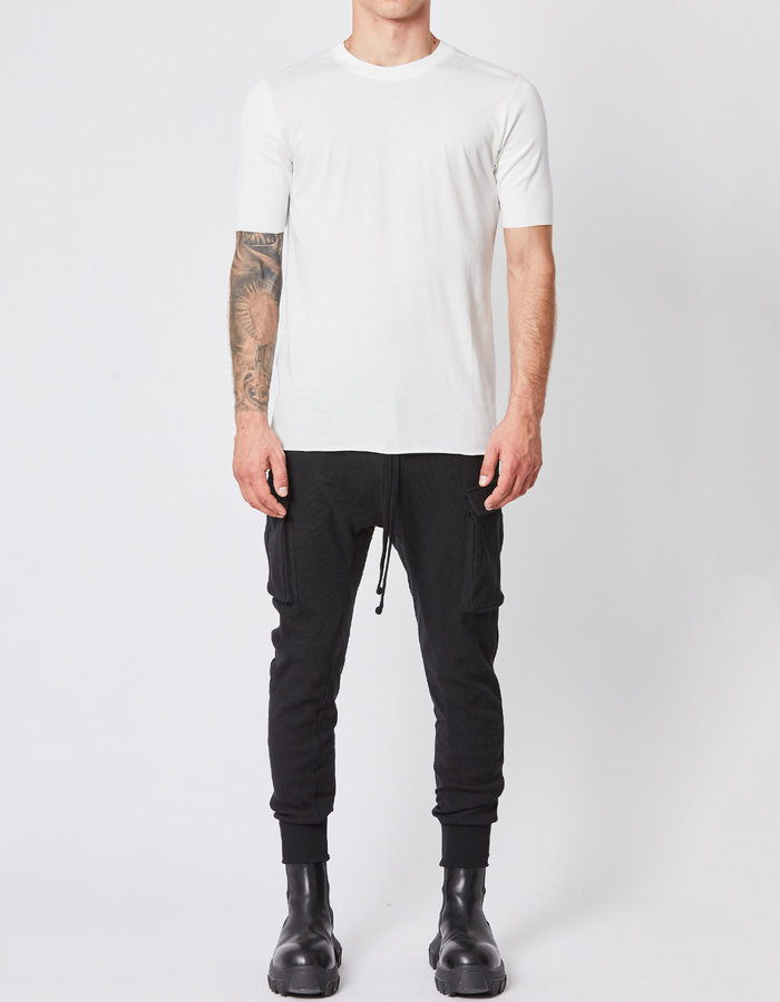 THOM KROM RIBBED ARM COTTON & MODAL FITTED CREW - OFF WHITE