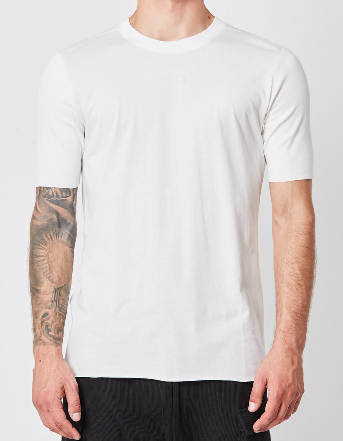 THOM KROM RIBBED ARM COTTON & MODAL FITTED CREW - OFF WHITE