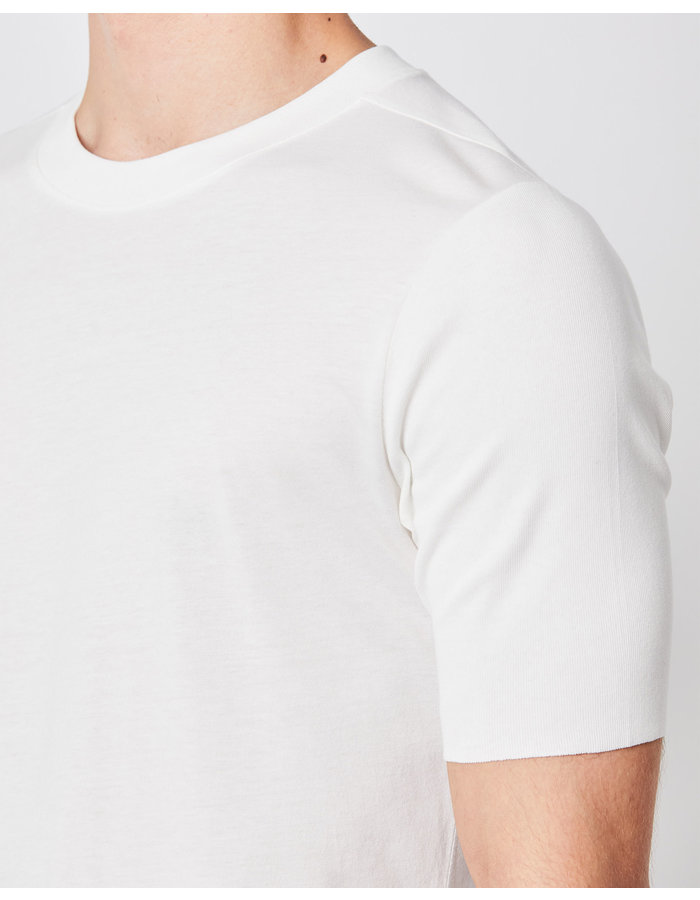 THOM KROM RIBBED ARM COTTON & MODAL FITTED CREW - OFF WHITE