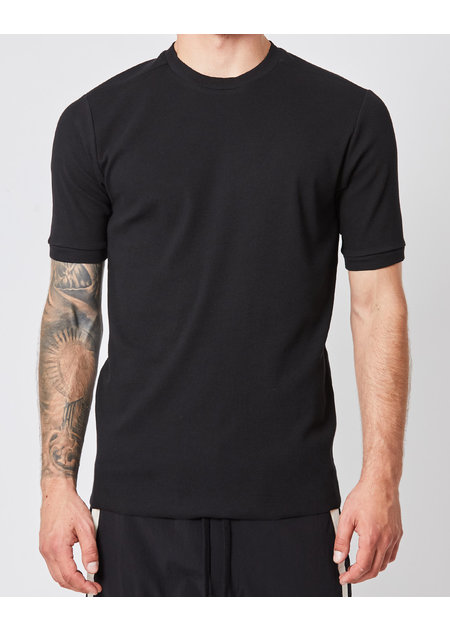 THOM KROM STRETCH COTTON RIBBED FITTED T-SHIRT - BLACK