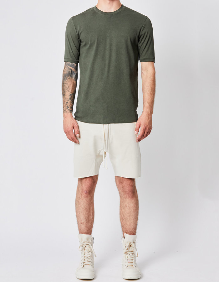 THOM KROM STRETCH COTTON RIBBED FITTED T-SHIRT - DIRTY GREEN