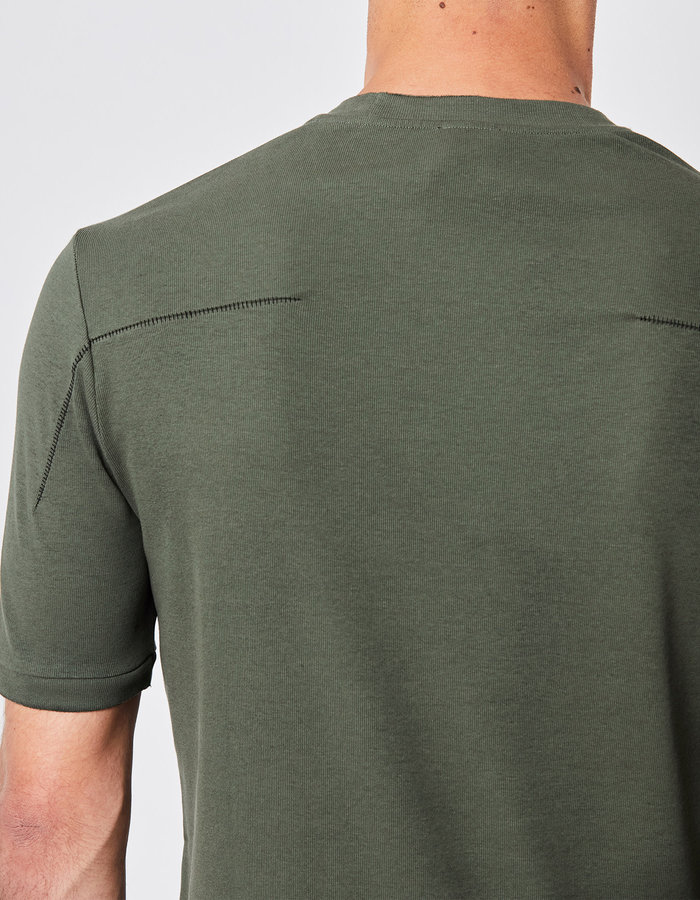 THOM KROM STRETCH COTTON RIBBED FITTED T-SHIRT - DIRTY GREEN