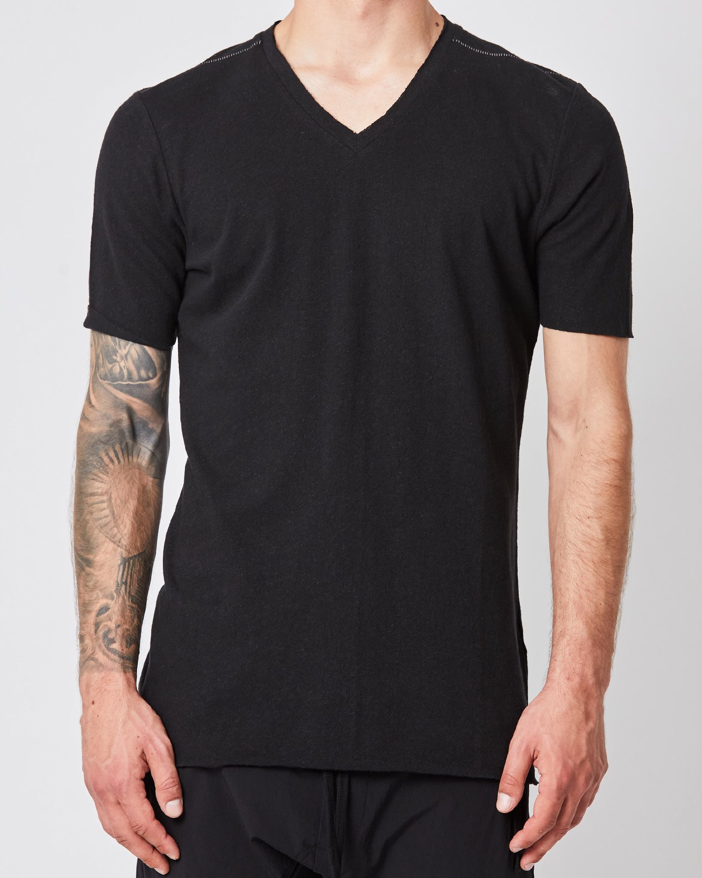 Linen & Cotton Fitted V-Neck T-Shirt by Thom Krom | Shop Untitled NYC