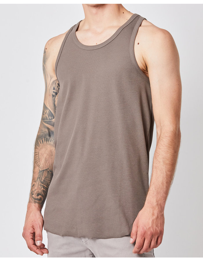 THOM KROM STRETCH COTTON TANK TOP - FOSSIL