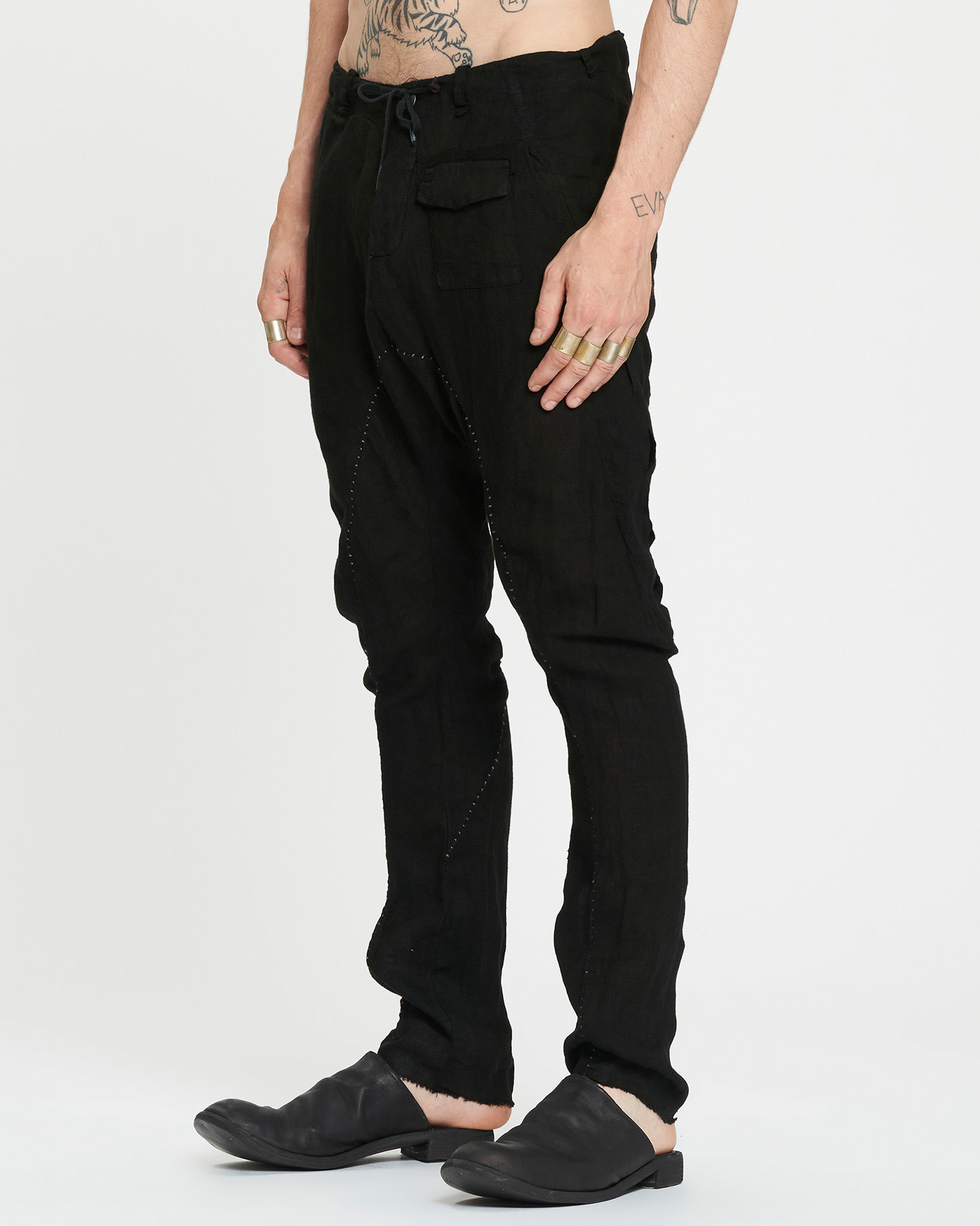 Side Pleat Baggy Pants in black by Masnada | Shop Unaltd NYC