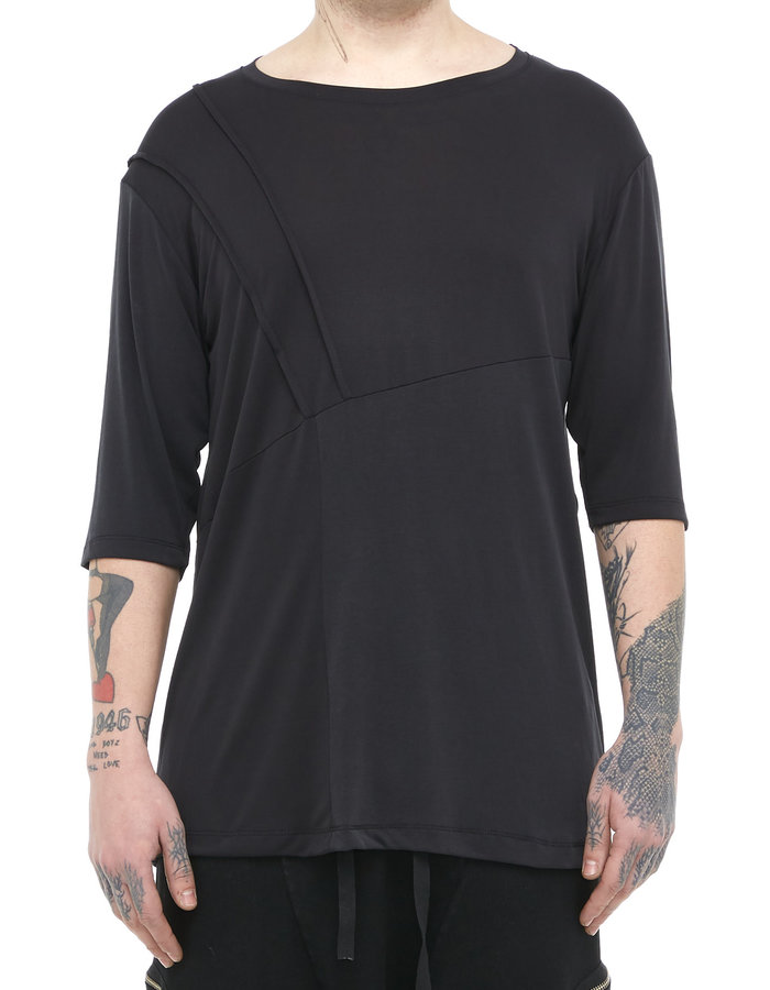 LA HAINE INSIDE US MODAL BLEND T-SHIRT WITH PLEATING - ANTHRACITE