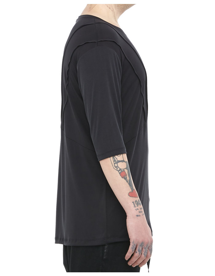 LA HAINE INSIDE US MODAL BLEND T-SHIRT WITH PLEATING - ANTHRACITE