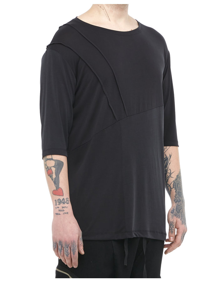 LA HAINE INSIDE US MODAL BLEND T-SHIRT WITH PLEATING - ANTHRACITE