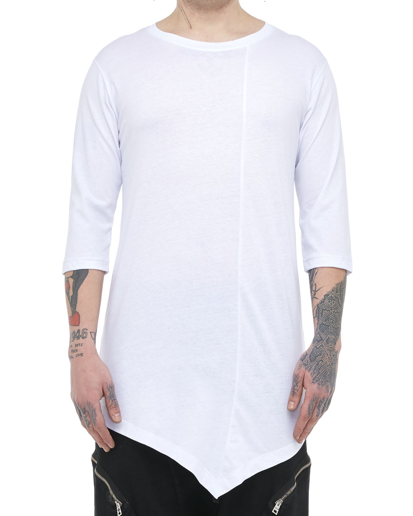 Longline T Shirt With Asymmetric Hem Shape