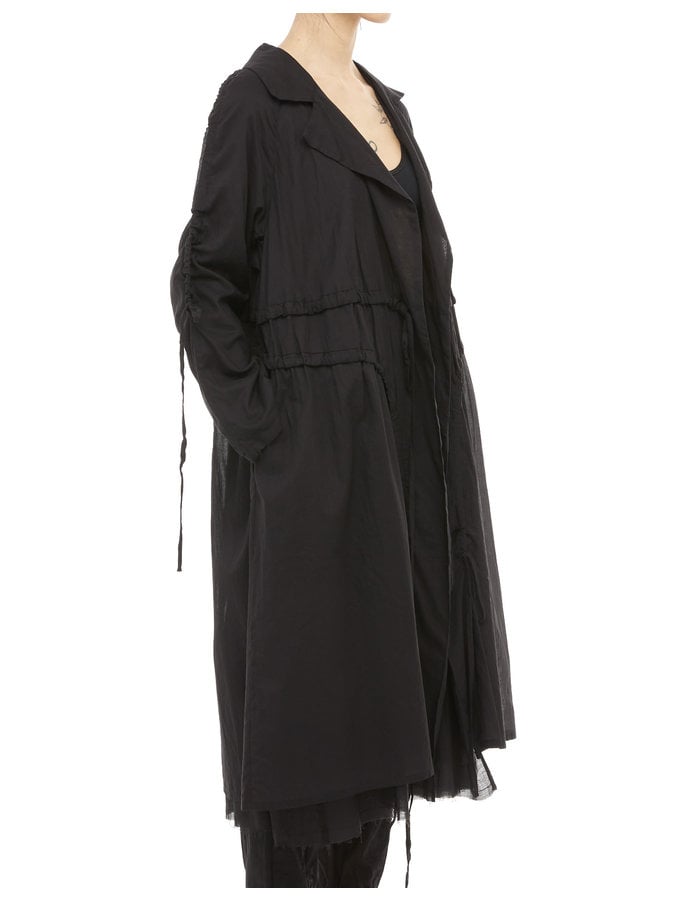 STUDIO B3 OVERSIZED DOUBLE LAYERED ADJUSTABLE COTTON GAUZE COAT - BLACK