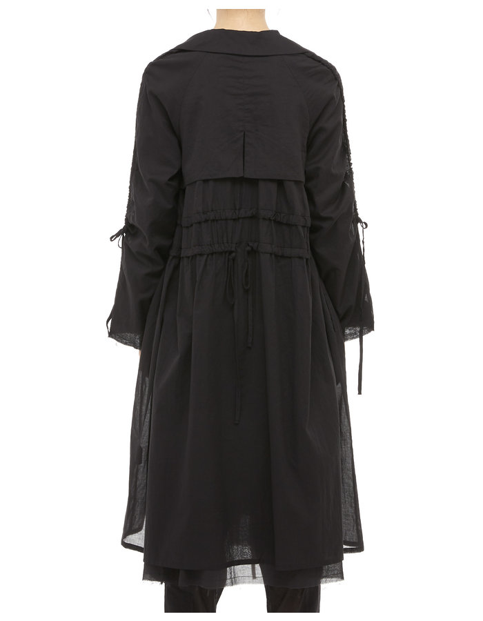 STUDIO B3 OVERSIZED DOUBLE LAYERED ADJUSTABLE COTTON GAUZE COAT - BLACK